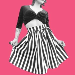 Black & White Beetlejuice Striped Trixie Skirt